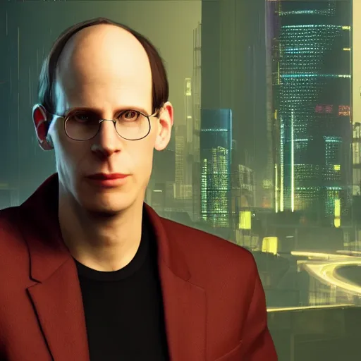 Prompt: philosopher nick bostrom portrait at oxford in cyberpunk 2 0 7 7 3 8 4 0 x 2 1 6 0 simulation hypothesis