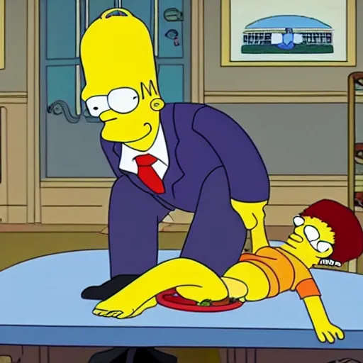 Image similar to melanchon is spanking macron, in a episode from the simpson