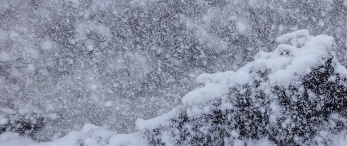 Image similar to a high quality color creepy atmospheric extreme closeup shot hd 4 k film 3 5 mm photograph of very heavy snow fall blizzard in desolate antarctica