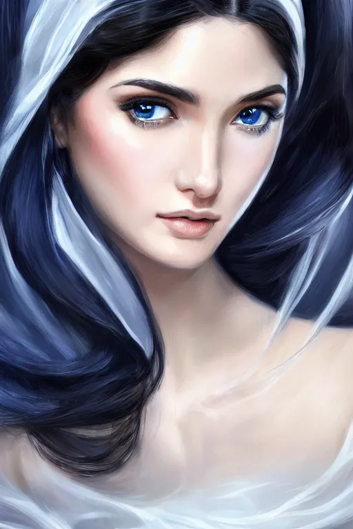 ai art,oil painting,character design,cute,blue eyes,black hair