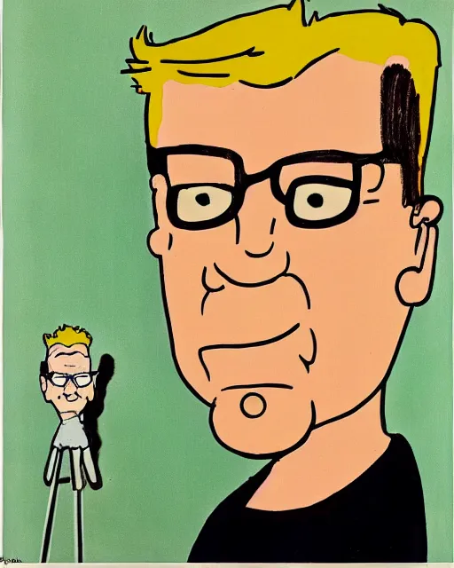 Prompt: tove jansson's hank hill self portrait