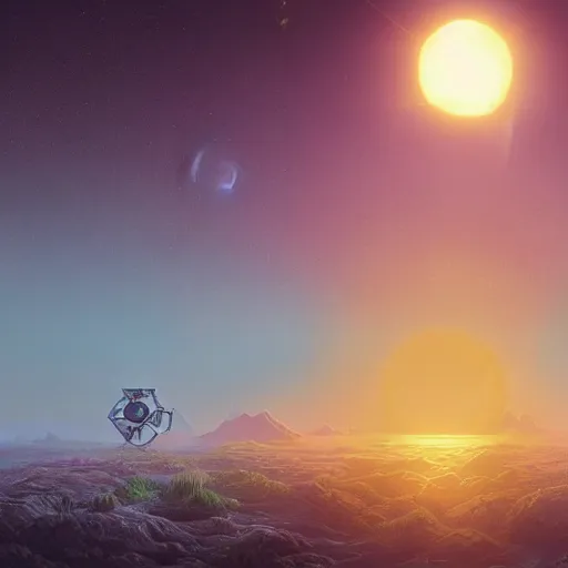 Image similar to hexagon sun shields floating above earth, unreal engine, digital art, solar eclipse, simon stalenhag