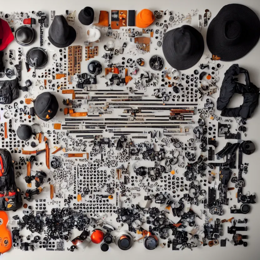 Prompt: photo of a knolling