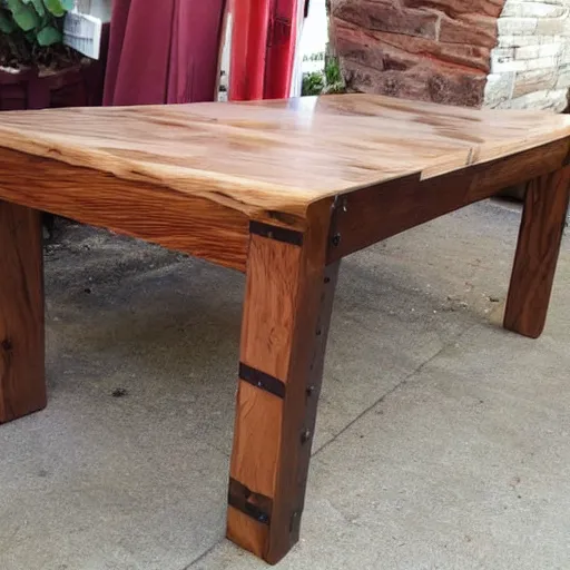 Prompt: an interesting woodwork handcrafted table