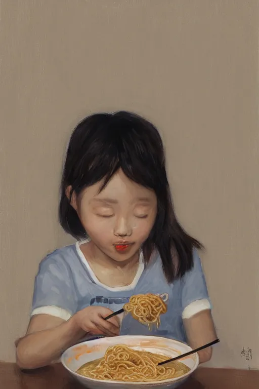 Image similar to a girl eating ramen by uijung kim