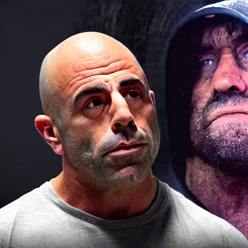 Prompt: joe rogan's face as the sun shining down on little caveman, intricate, elegant, highly detailed, smooth, sharp focus, 4 k, 8 k uhd, realistic, great detail