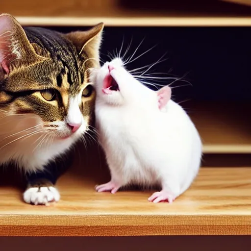 A Cute Angry Cat with Cute Hamster Graphic by neves.graphic777 · Creative  Fabrica