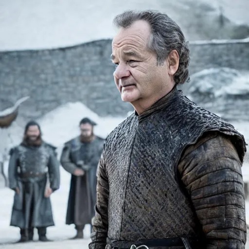 Prompt: bill murray in game of thrones, smiling