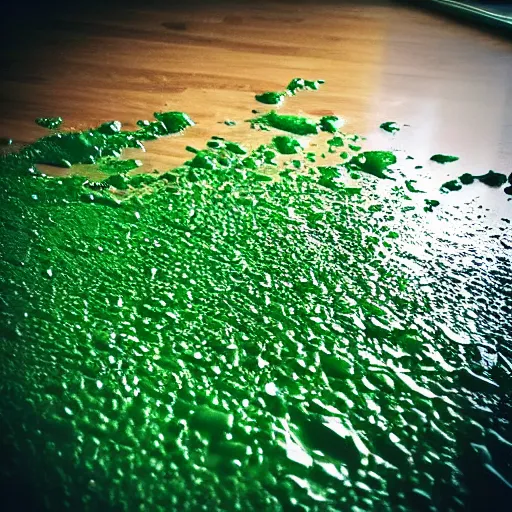 Image similar to “green liquid on floor grainy photo”