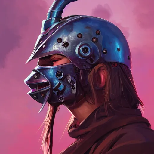 Image similar to cyberpunk viking helmet mask warrior goddess robot ninja fantasy, art gta 5 cover, official fanart behance hd artstation by jesper ejsing, by rhads, makoto shinkai and lois van baarle, ilya kuvshinov, ossdraws