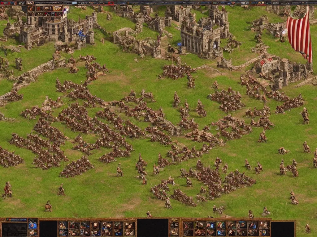 Prompt: donald trump playing age of empires on his gaming pc