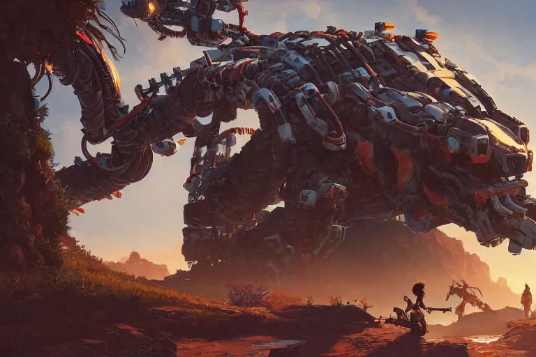 Image similar to burrower machine mecanical creature robot of horizon forbidden west horizon zero dawn bioluminiscence global illumination ray tracing hdr fanart arstation by ian pesty and alena aenami artworks in 4 k