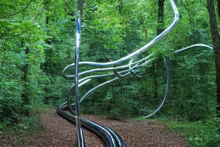 Image similar to long shiny fantasy tube in a forest