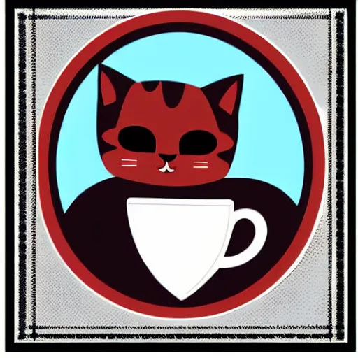 Image similar to A vector art of a humanoid cat sipping coffee