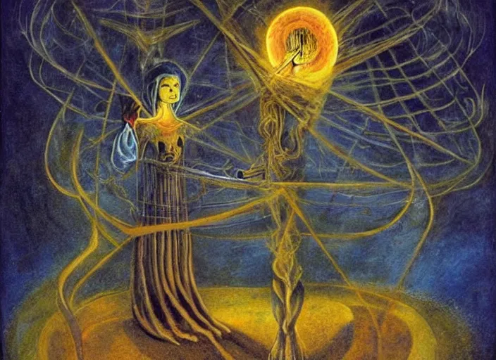 Image similar to a shaman woman spirit holding up the cosmic!! universe, by remedios varo, reflection, symbolist, magic colors, dramatic lighting, smooth, sharp focus, extremely detailed, aesthetically pleasing composition