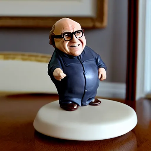 Prompt: Danny Devito as a cute Precious Moments porcelain figurine