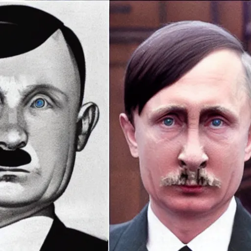 Image similar to the adult child of adolf hitler and vladimir putin