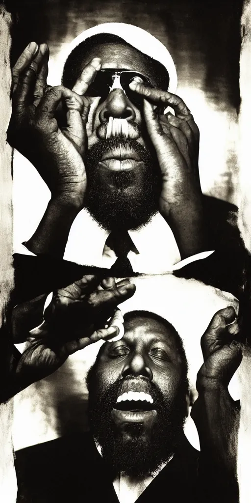 Image similar to award winning photo of thelonious monk as a dictator of a banana republic, vivid colors, happy, symmetrical face, beautiful eyes, studio lighting, wide shot art by Sally Mann & Arnold Newman