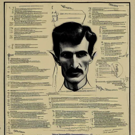 Image similar to lost nikola tesla sketches, diagrams, drawing