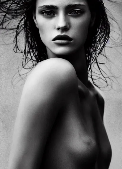 Image similar to a gorgeous female, photo by peter lindbergh, realistic, smooth face, perfect eyes, symmetrical, full body shot, wide angle, sharp focus, 8 k high definition, insanely detailed, intricate, elegant, art by artgerm
