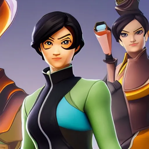 Image similar to toph beifong in fortnite, eyes closed, character render, full body shot, highly detailed, in game render