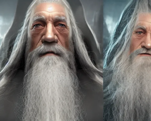 Image similar to jesus christ as gandalf the gray, character art, by various concept artists, redshift render, hyperrealistic face, photorealistic render