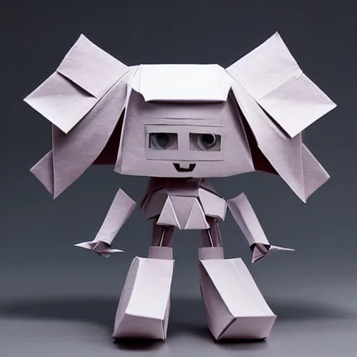 Prompt: a cute origami robot, incredibly detailed, textured paper, beautiful paper sculpture, akira yoshizawa