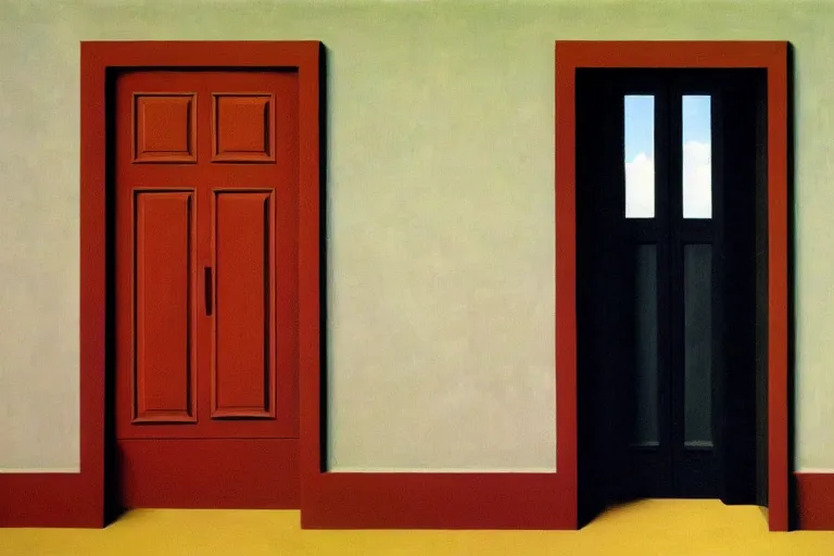 Image similar to the door by rene magritte, detailed painting, hd, hq, high resolution, high detail, 4 k, 8 k