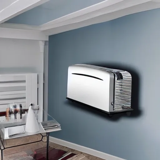 Prompt: extremely large ceiling-mounted toaster