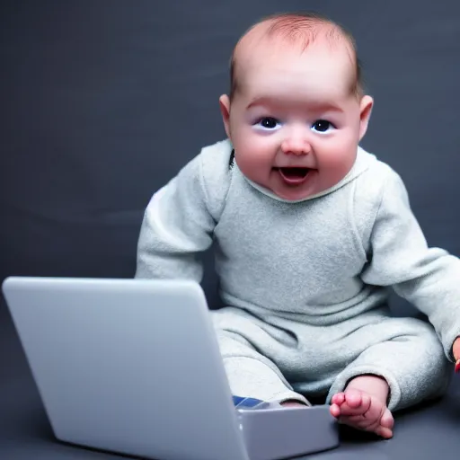 Prompt: A baby hacks a random website, photo, 8k