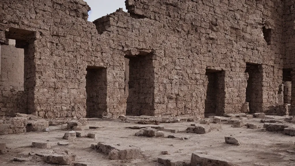 Image similar to surreal ancient ruins in the desert, photography by zhang kechun