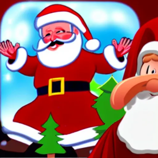 Prompt: Santa Claus vs. Jesus in an epic battle, super bloody, a battle royale to the death