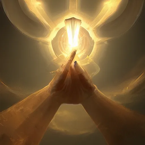 Image similar to a celestial holy hand coming from a portal down to earth, dynamic lighting, fantasy concept art, trending on art station, stunning visuals, creative, cinematic, ultra detailed, ray tracing