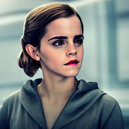 Image similar to Emma Watson in Star Wars, XF IQ4, 150MP, 50mm, f/1.4, ISO 200, 1/160s, natural light, Adobe Photoshop, Adobe Lightroom, DxO Photolab, Corel PaintShop Pro, polarizing filter, Sense of Depth, AI enhanced, HDR