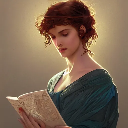 Prompt: Her soul was made of poems, her hair music, Her skin was made of words that my hands couldn't wait to read, highly detailed, digital painting, artstation, concept art, sharp focus, illustration, art by alex ross and greg rutkowski and alphonse mucha