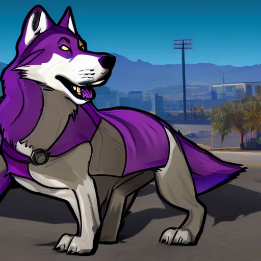 Prompt: wolf o'donnell as a gta v loading screen art