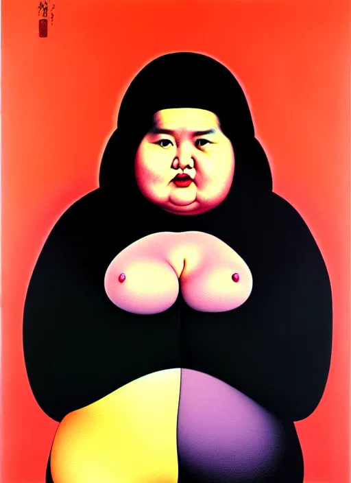 Image similar to portrait cute fat woman by shusei nagaoka kaws, david rudnick, takato yamamoto, airbrush on canvas pastell colors cell shaded 8 k