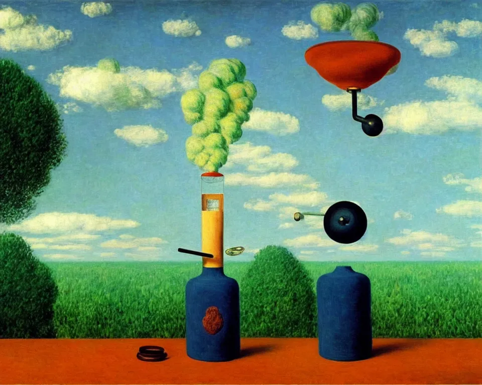 Image similar to achingly beautiful painting of a gravity bong for smoking weed by rene magritte, monet, and turner. whimsical.