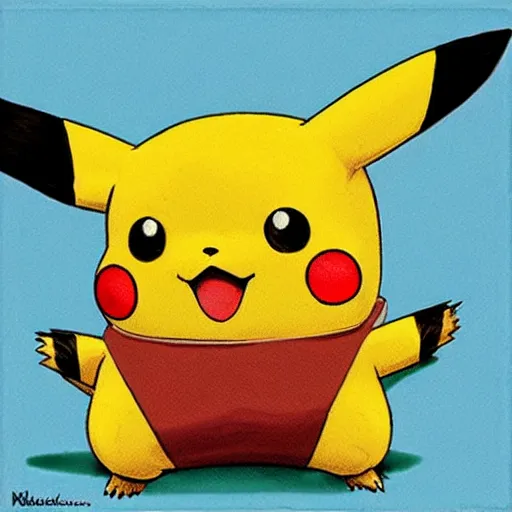 Image similar to pikachu drawn by norman rockwell