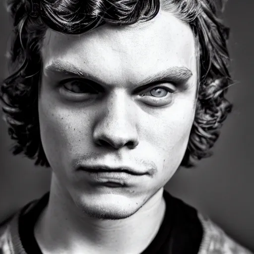 Prompt: evan peters close up face, photorealistic, studio, high detail