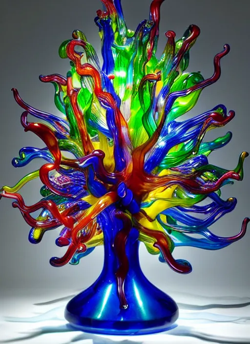 Image similar to an office desk light designed by dale chihuly