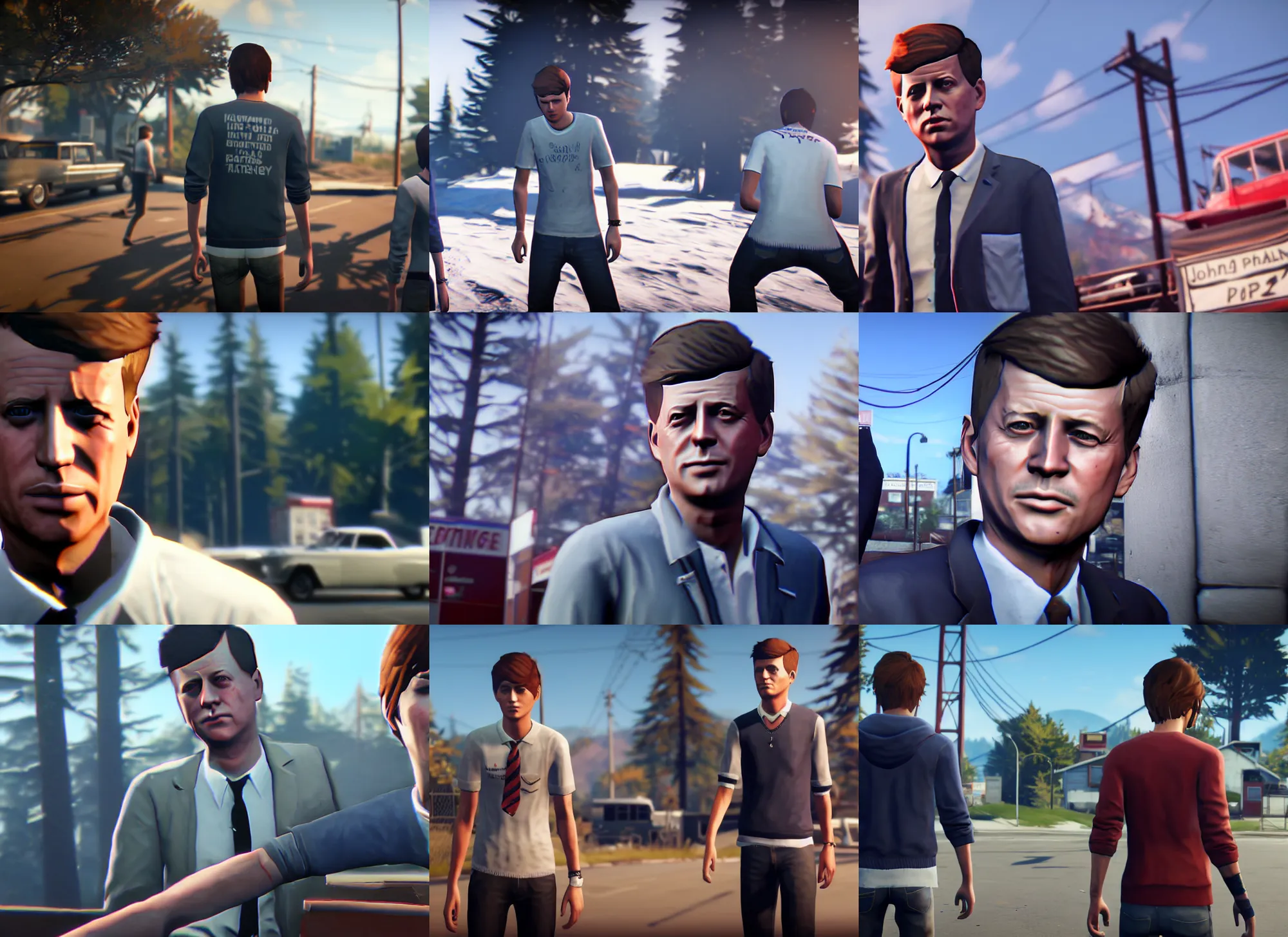 Prompt: ps 4 gameplay, john f kennedy in life is strange