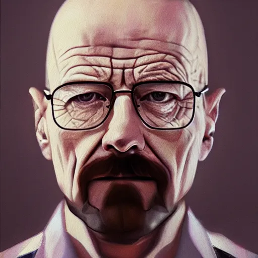 Image similar to walter white, oil painting, octane render, 8 0 s camera, portrait