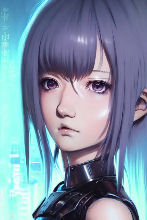 Image similar to portrait Anime girl in cyberpunk armor, cute-fine-face, white-hair pretty face, realistic shaded Perfect face, fine details. Anime. realistic shaded lighting by Ilya Kuvshinov katsuhiro otomo ghost-in-the-shell, magali villeneuve, artgerm, rutkowski, WLOP Jeremy Lipkin and Giuseppe Dangelico Pino and Michael Garmash and Rob Rey