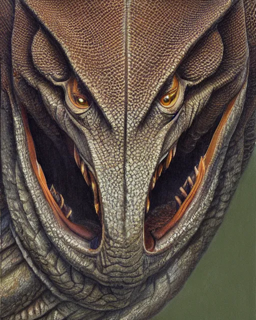 Prompt: Medium shot low angle dragon, highly detailed, sharp focus, digital painting, oil painting, artwork, museum work, by Robert Bateman, by Carl Brenders,