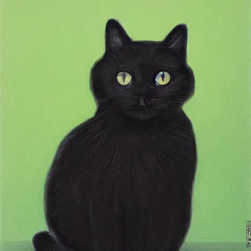 Prompt: photo of a seated black cat, photorealistic, hyperrealistic