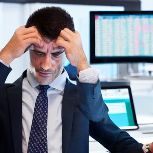 Image similar to a day trader watching his money disappear