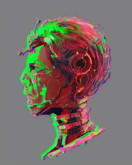 Image similar to a glitch art character portrait of cyborg wizard / hacker trending on artstation deviantart pinterest detailed realistic hd 8 k high resolution