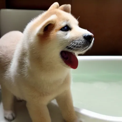 Image similar to Shiba inu puppy takes a bath