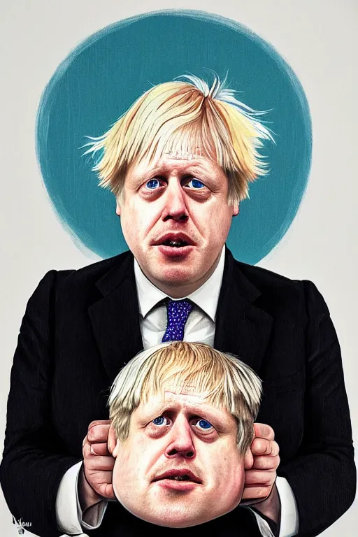 Image similar to extremely derpy looking boris johnson portrait, created by Martine Johanna